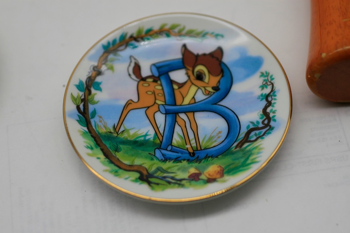 Disney's Alphabet B Mini Gold Rimmed Collector's Plate 3.25” Japan