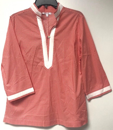 CAMISA TÚNICA PETER MILLAR INCREÍBLE ROJA Y BLANCA ESTAMPADO GEMÉTRICO AUDAZ MANGA 3/4 TALLA M - Imagen 3 de 9