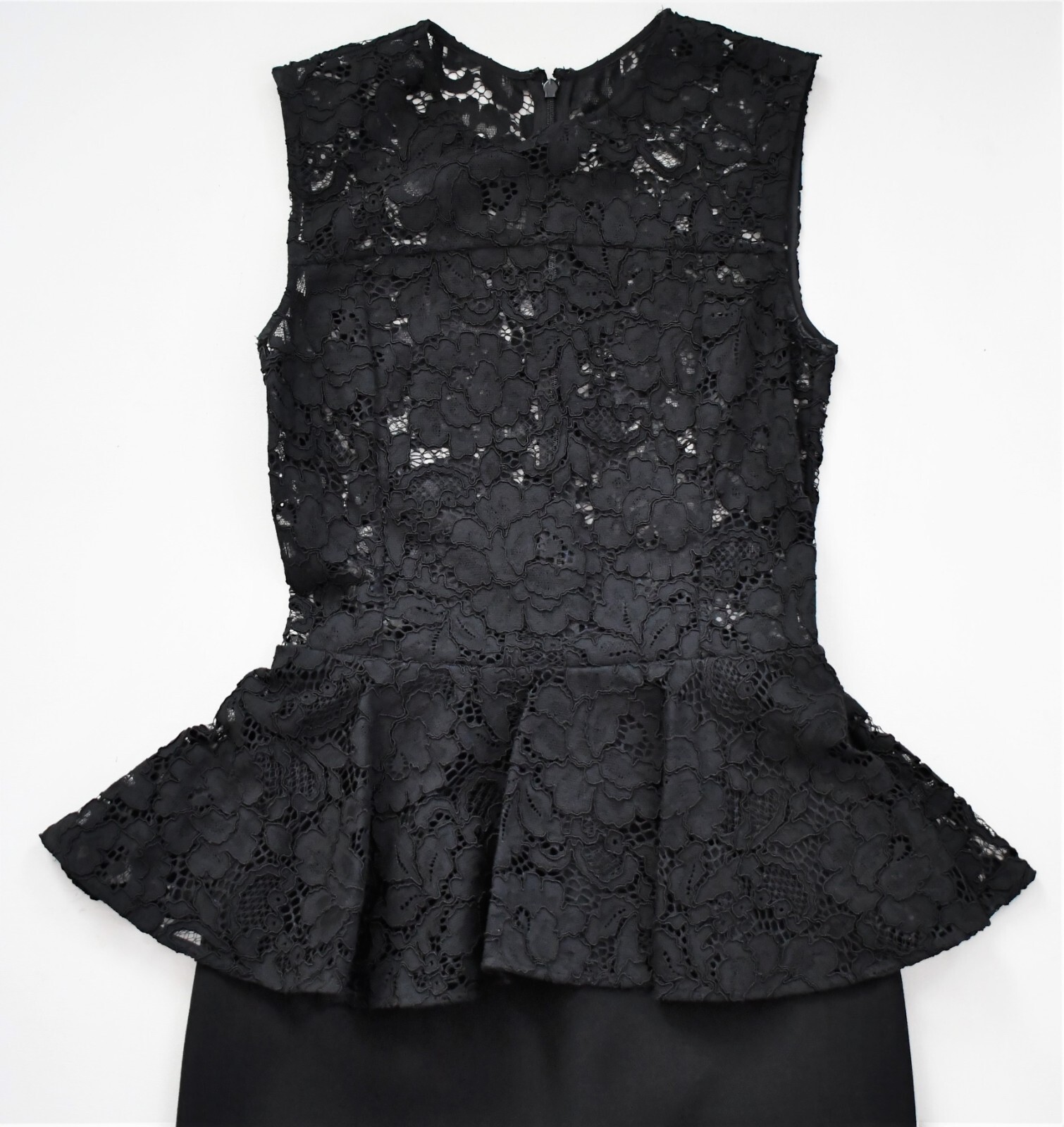 ?️ Abito da cocktail SAINT LAURENT nero PIZZO TRASPARENTE top GUAINA PRUGNA F34