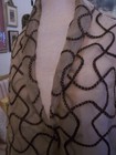 4yds Beige Silk Organza Fabric Brown Scroll Braid Embroidery