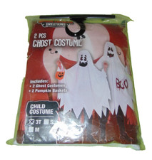 NEW 2-Pack GHOST COSTUME Child Size 3T Halloween Spooktacular w/ Treat Bags