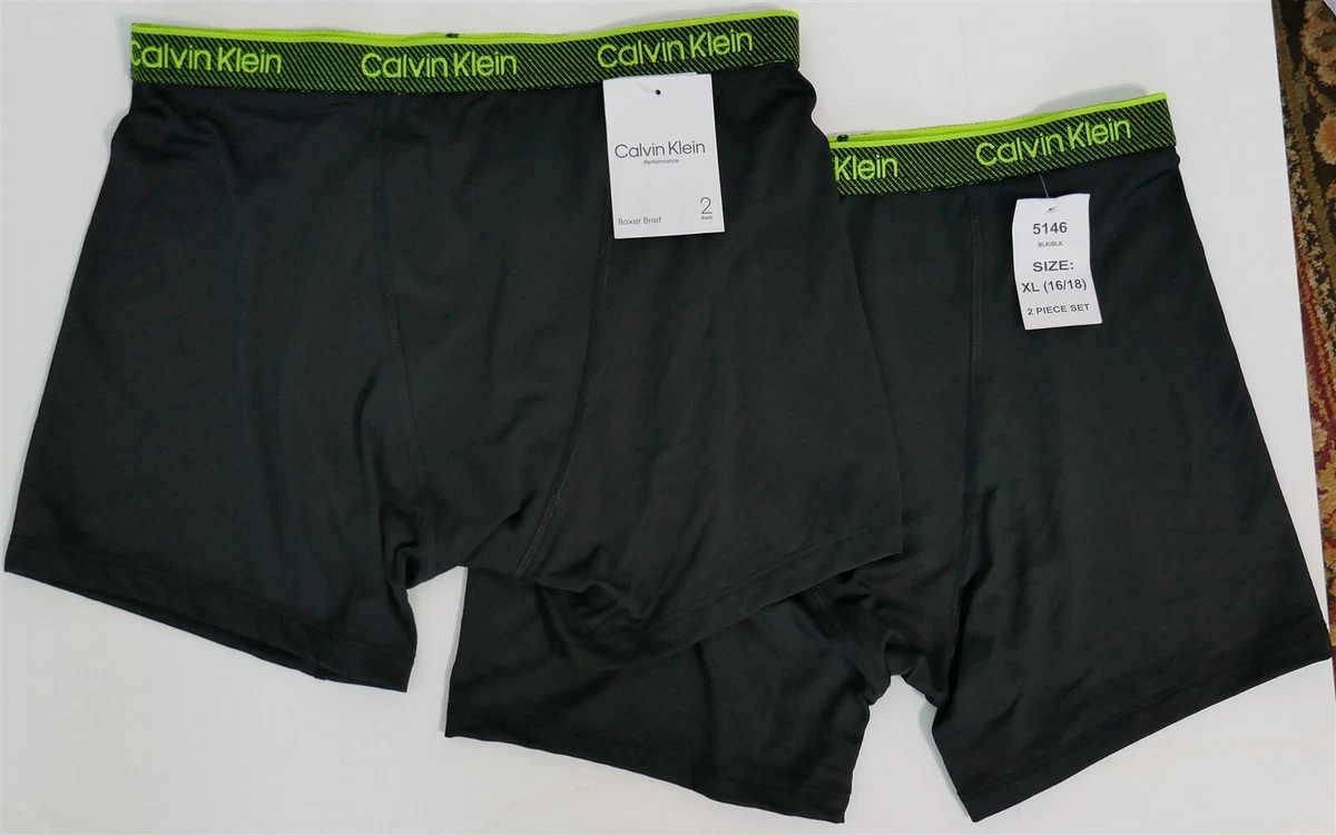 NWT Calvin Klein Performance Boxer Brief Underwear 2 Pack Black