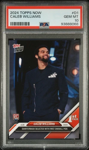 2024 Topps Now Caleb Williams Rookie Card D1 PSA 10 Gem Mint Bears #1 Draft Pick