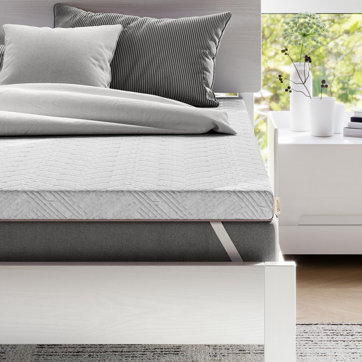 3 Inch Memory Foam Mattress Topper King Size, High Density Dual-Layer Memory ...