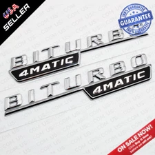 BiTurbo 4Matic 3D Logo Car Fender Nameplate Side Marker Emblem Badge - Chrome