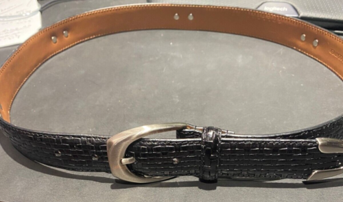 Cinturón de cuero negro colección Ping con detalles metálicos talla 36/90 ¡excelente estado! - Imagen 1 de 5