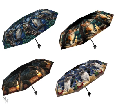 NEW WITCHING HOUR UMBRELLA FAIRY TALES CAT HOCUS POCUS TELESCOPIC LISA PARKER