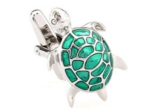 Turtle Cufflinks Green Silver Tortoise Sea Wedding Fancy Gift Box Free Ship USA