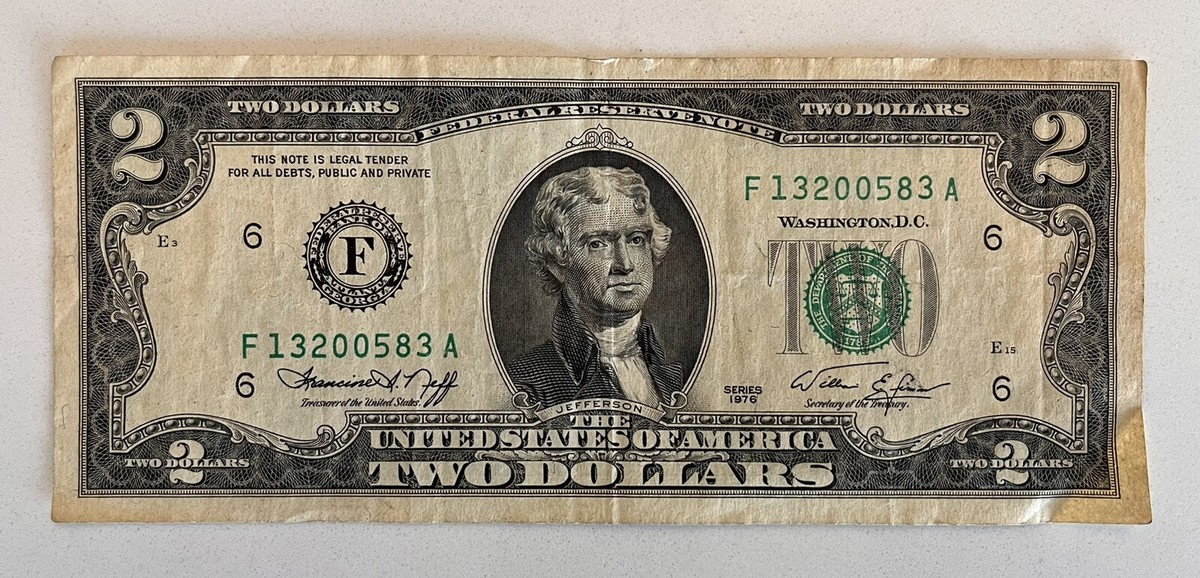 1976 $2 OLD US Two Dollar Bill ~ F 13200583 A ~ FANCY Serial