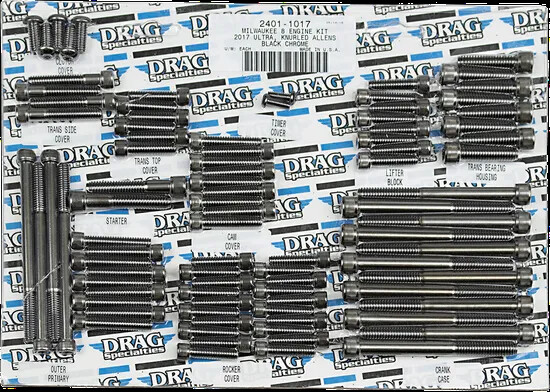 DS M-Eight Engine Bolt Set Knurled Black Chrome Harley Ultra