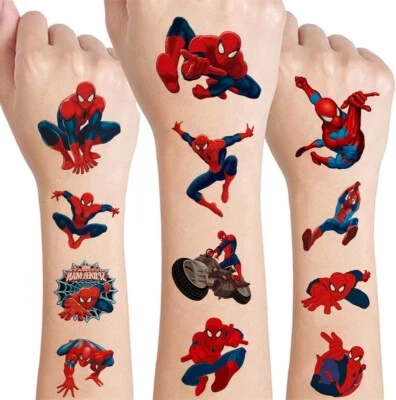 FINEDECO 40 Spiderman Temporary Tattoos for Kids – Marvel Hero Stickers Birthday Party