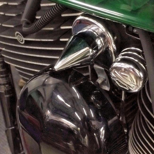 Harley CHROME SPIKE HORN MOUNT COVER nut accent softail big twin