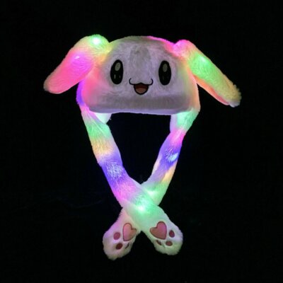 Led light Plush Moving Bunny Ears Hat Cute Rabbit Women Hat Movable Ears Hat