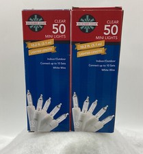 December Home 50 Clear Mini Lights Clear White Cord NIB