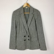 J. Crew Gray 100 Wool Knit Sweater Blazer Women's Size 6 Small Relaxed Neutral