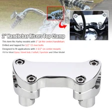 Chrome 2 inch Handlebar Risers 1" Top Clamp for Harley Softail Road King Glide