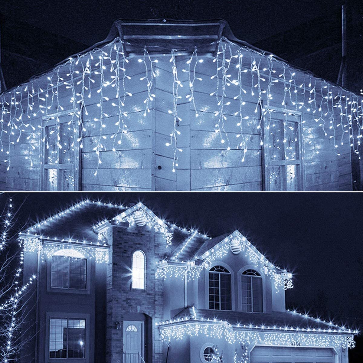 200-600 LED Lichterkette Eisregen Weihnachtsbeleuchtung Eiszapfen Außen Garten