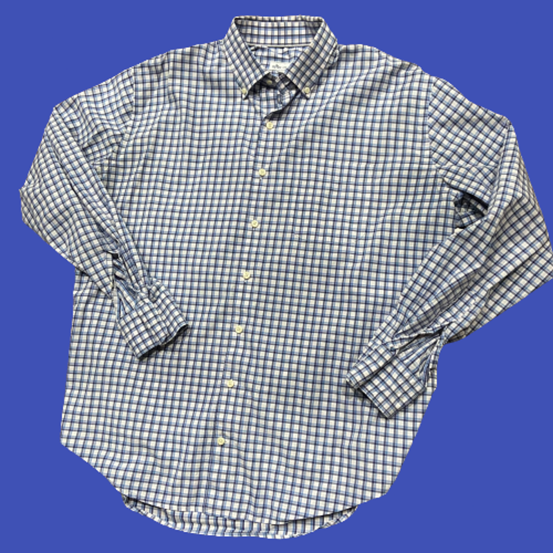 Peter Millar Checkered Blue White Dress Button Down Shirt Men's Size XL Peter Millar Checkered Blue White Dress Button Down Shirt Men's Size XL
