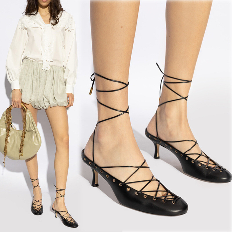 PANTOFOLA D’ORO Sandali da ballo donna punta tonda cravatta incrociata misura grande tacco medio ciabatte romane