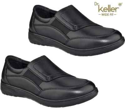 Ladies Dr Keller Wide Fit Slip On Real Leather Work Office Comfy