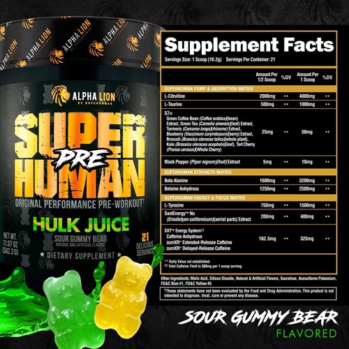 Alpha Lion SUPERHUMAN PRE PreWorkout, Strength & Performance (PICK