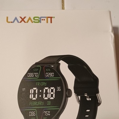 LAXASFIT Smart Watch Black Case Black Silicone Band Touch Screen Fitness Tracker