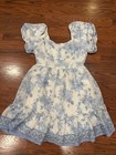 blu pepper dress small white with blue floral