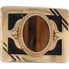 Tigers Eye Gemstone Southwest Hippie Boho Western Cowgirl 1 Vintage Belt Buckle