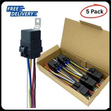 5 Pack 40/30 AMP 12V DC Waterproof Relay Kit with Heavy-Duty Pigtail, 5-PIN SPDT