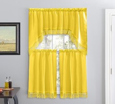Caf  Curtains for Kitchen, Bathroom Curtains with Valance, Embroidered lace B...