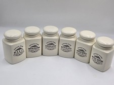Vintage Home X6 Spice Jars 10cm x  6cm Square Creamic Snap Closed