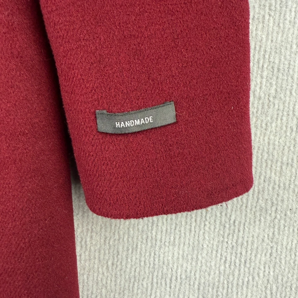 Abrigo Tahari Mujer Grande Rojo Mezcla Lana Cinturón Hecho a Mano Cuello Foto 4 de 4