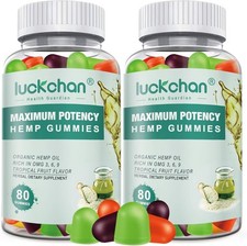 2 Packs Hemp Gummies High Potency for Sleep, Pain, Anxiety Pure Extra Strengt...