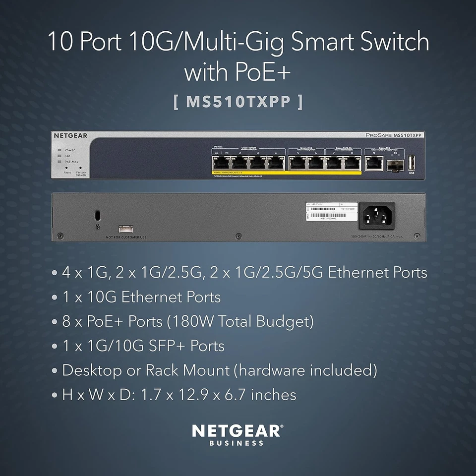 NETGEAR MS510TXPP ProSafe 8-Port Multi-Gigabit Smart Managed Pro Switch - Image 3 of 4