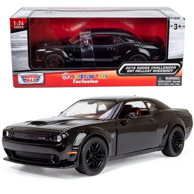 All Star Toys 2018 Dodge Challenger Srt Hellcat Widebody schwarz mit roter Innenausstattung