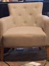 Grey Upholstered Fabric Accent Chair with Arms & Padded Seat Solid Pattern