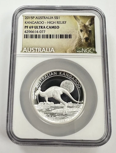 2015-P Australia KANGAROO .999 Silver 1oz High Relief NGC PF69 Ultra Cameo #7628
