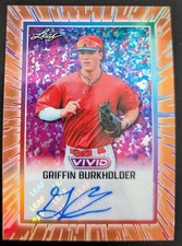 Griffin Burkholder 2025 Leaf Vivid Baseball Base Autograph Orange /4