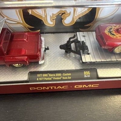 M2 Haulers 1977 GMC Sierra 3500 & Pontiac Firebird Red 1:64