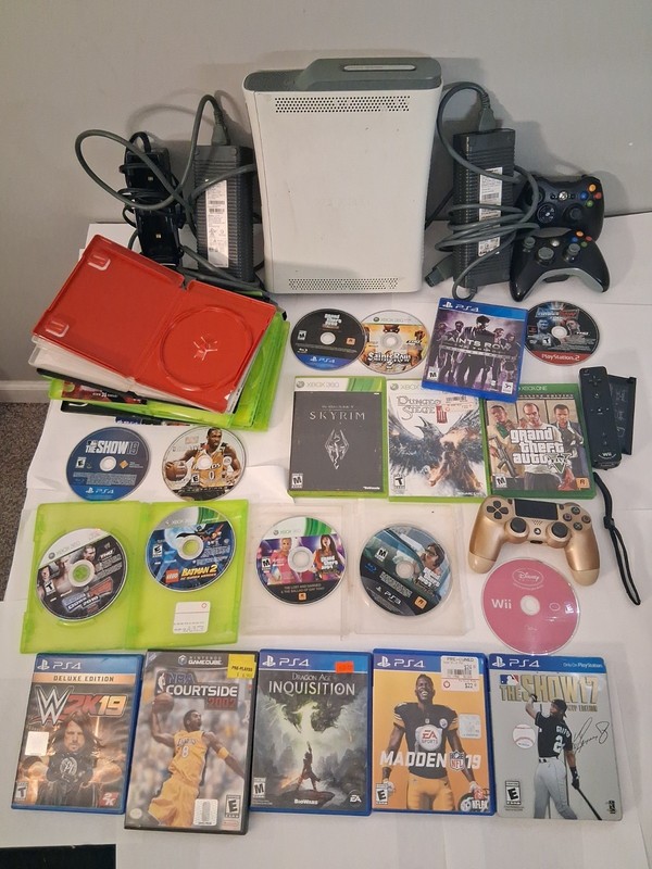 Huge Gaming Lot,  XBOX 360, XBOX Chargers & Controllers, PS4 PS3 PS2 XBOX Games+