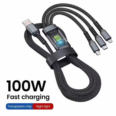 Fast Charging Cable 3in1 Cell Phone Charger Cord For iPhone Micro USB Type C