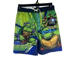 Nickelodeon Teenage Mutant Ninja Turtles Swim Trunks Shorts Boy's L 10/12 NEW