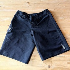 Vintage Quicksilver Mens Ripstop Board Shorts Black Cargo Pocket Trunks 32