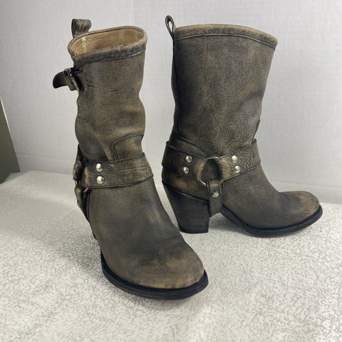 Matisse Women’s 7 B Cowgirl Boots Distressed Leather Western Harness - Picture 2 of 20