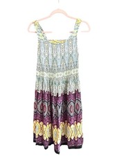 Aqua Mixed Geometric Print Ladder Back Mini Dress