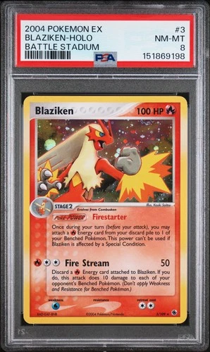 2004 POKEMON EX BATTLE STADIUM #3 BLAZIKEN-HOLO PSA 8