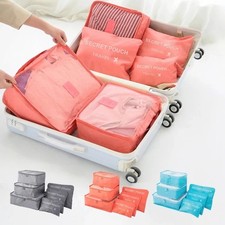 6pcs Travel Storage Bags Waterproof Luggage Organiser Clothing Packing Cubes