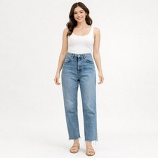 Levi  s Made  Crafted Barrel Crop Jeans Light Wash Raw Hem Size 29 Women