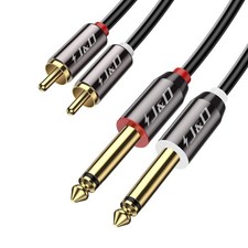J D 1/4 to RCA Cable, Gold Plated Copper Shell Heavy Duty 2X6.35mm TS to Dual...