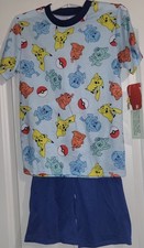 Pokemon Boy's 2 Piece Shorts  T Shirt Top Pajama Sleep Set Size M 8 10 NWT